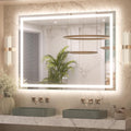 Keonjinn 48" x 36" Lighted Mirror for Bathroom Wall, LED Mirror with Frontlit & Backlit, Bathroom Mirror with Lights, Dimmable 3-Color Lights, HD Tempered Glass, UL-Listed LED Driver