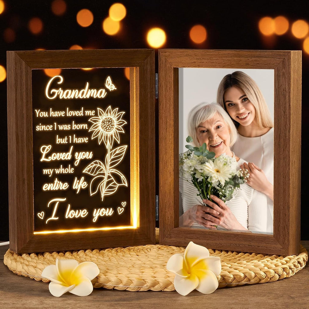 Grandma Gifts Christmas Gifts for Grandma from Granddaughter Grandson Grandkids, Grandmother Picture Frame 5x7 with Night Light Personalized Gift for Nana Grandmother Gigi Granny Mimi Tabletop Display