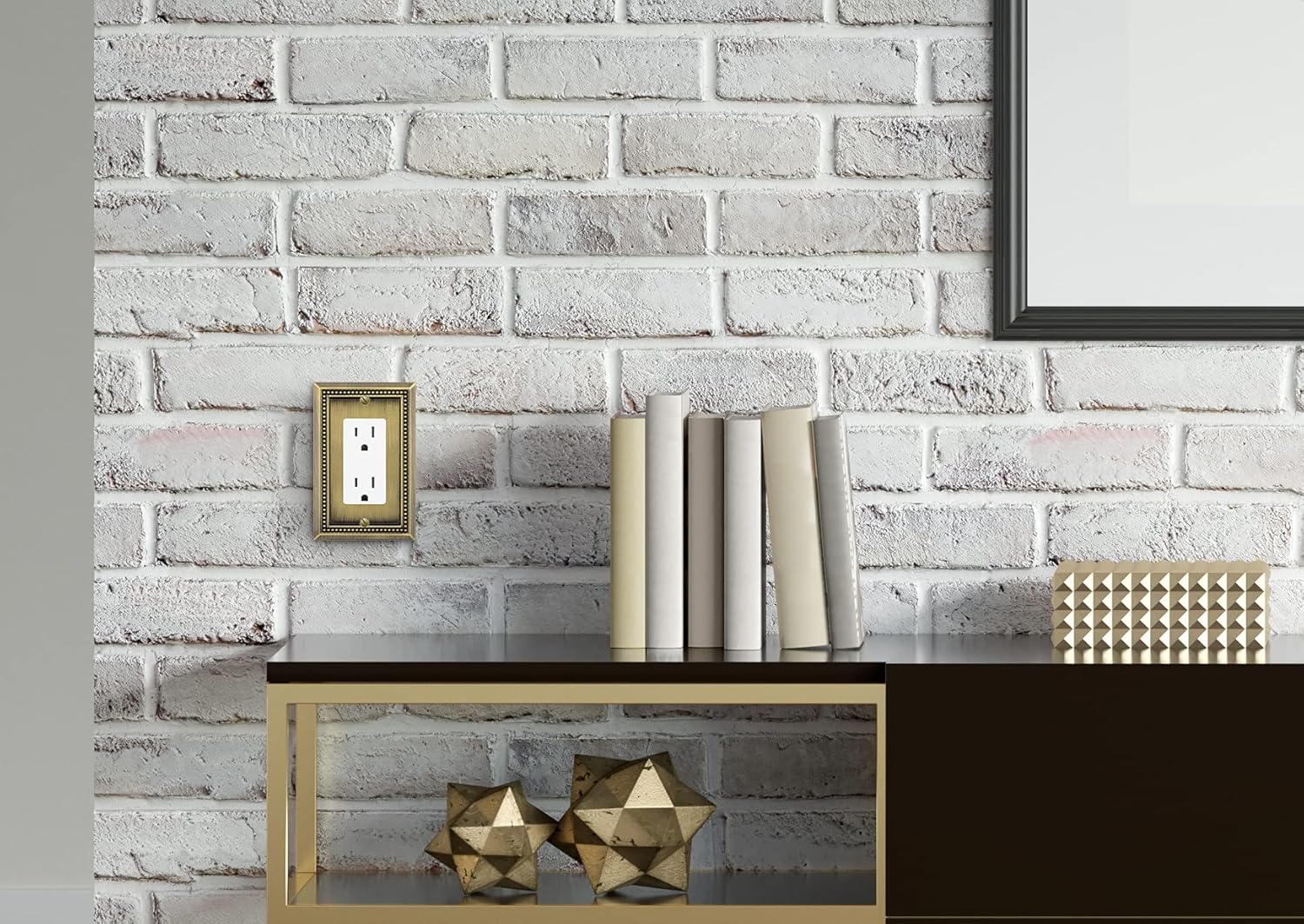 Henne Bery Sunken Pearls Heavy Duty Decorative Wall Plate Switch Plate Outlet Cover (Single Decorator, 3 Pack, Antique Brass)
