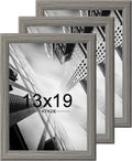 KTKDE 13x19 Picture Frame Set of 3,Grey Wooden frames, Vertical & Horizontal Wall Hanging for Wall Display,Studio Gallery Photo Frame for Photos, Posters & Art Prints