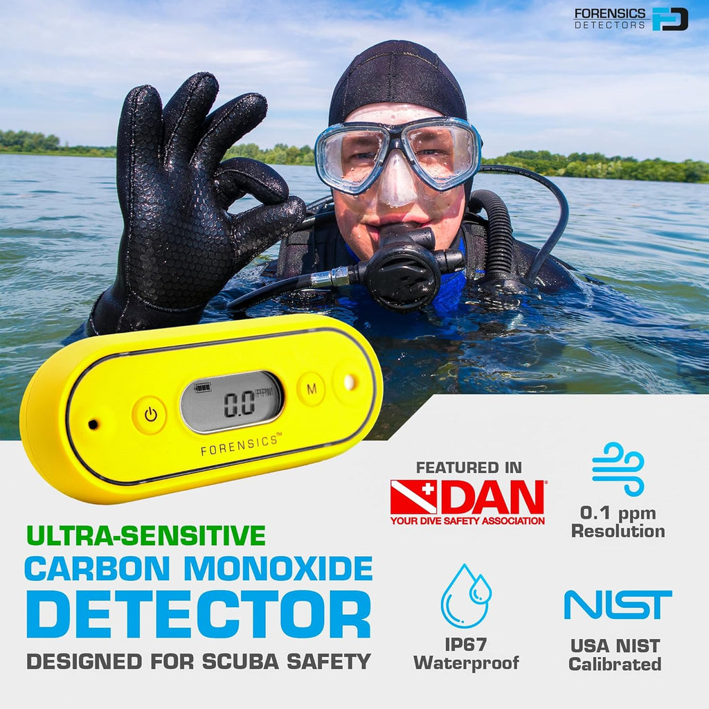 CO Meter for Scuba | Sensitive 0.1ppm Resolution | USA NIST Calibration | Scuba, Inspectors, Air Quality | 3 Year Sensor | 2 Year Battery |