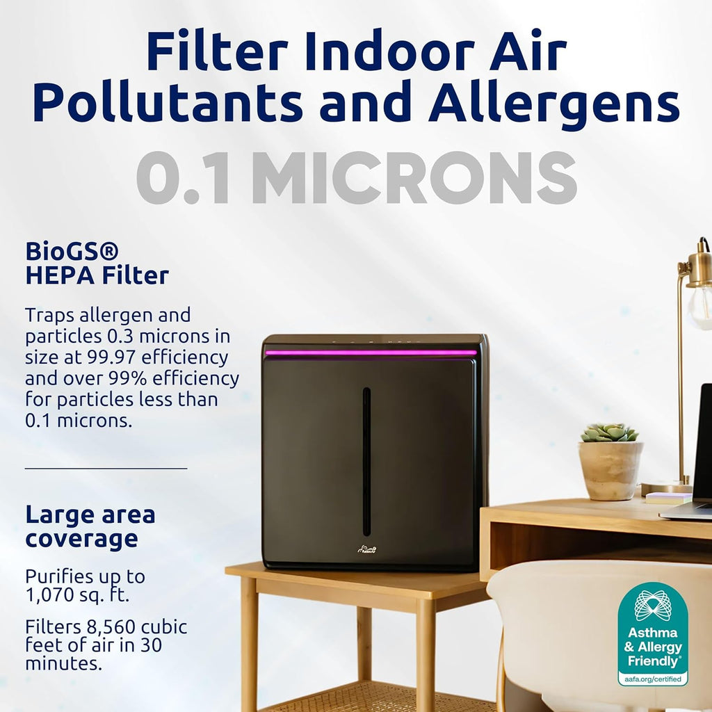 Rabbit Air, A3 SPA-1000N Air Purifiers for Home, Ultra Quiet HEPA Air Purifier- Wall Mountable Air Purifiers for Home Large Room, Allergies, Dust, Mold, Smoke & VOCs(Black, Asthma & Allergy Friendly)