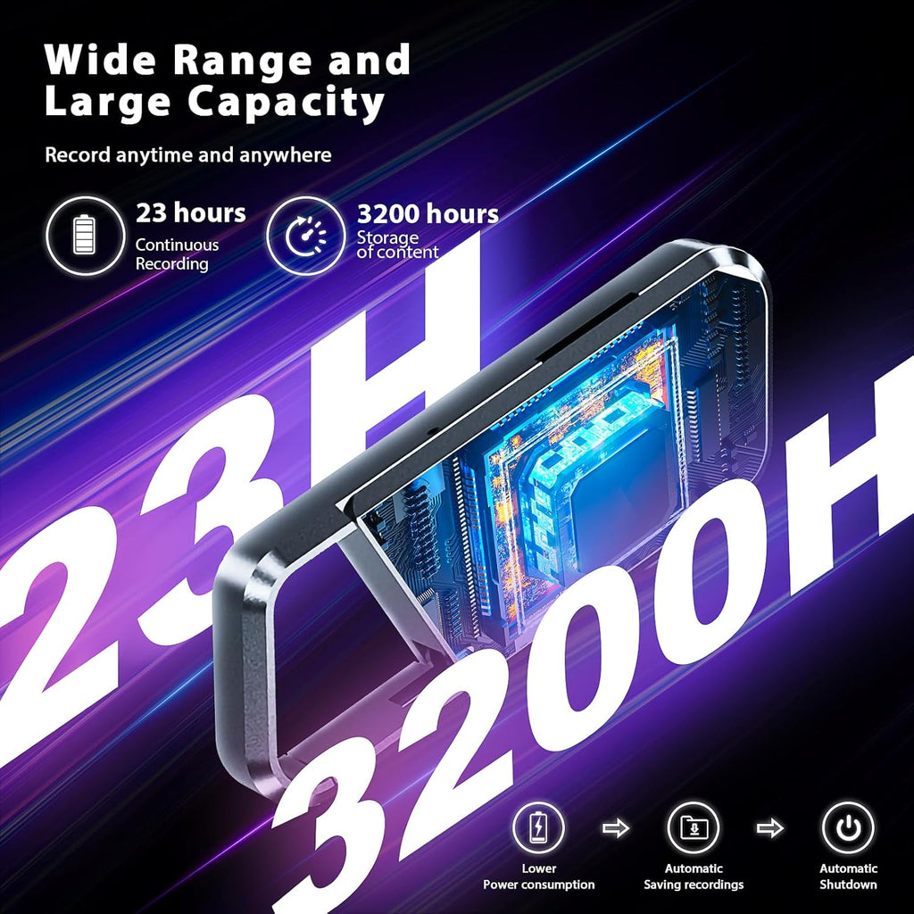 128GB Voice Activated Recorder - Recording Device with 3200H Long Duration Vioce Recorder for Lecture & Meeting - HD Audio Recorder Supporting MP3/WAV Formats