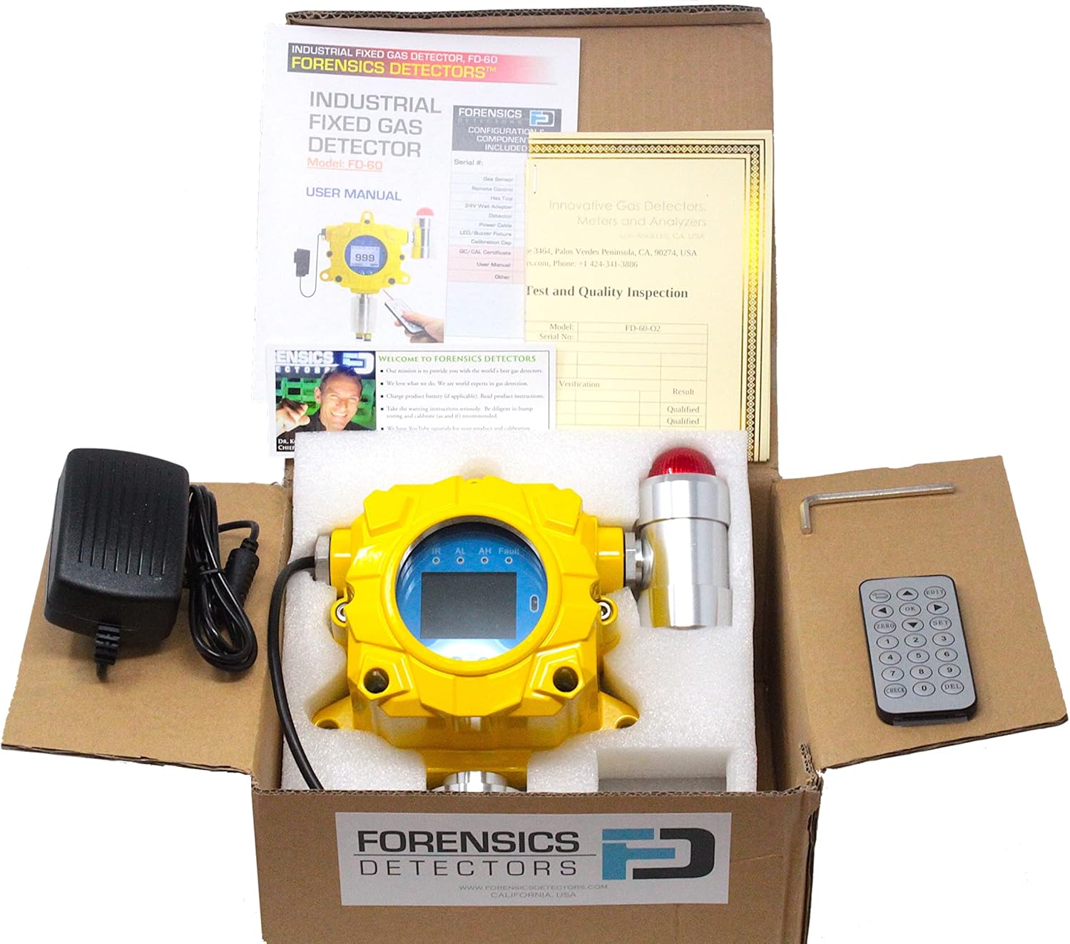 Volatile Organic Compounds VOC Detector by Forensics | Industrial Wall Mount | USA NIST Calibration | Explosion Proof | Adjustable Sound & Light Alarms | Relay Output | 0-100 ppm VOC |