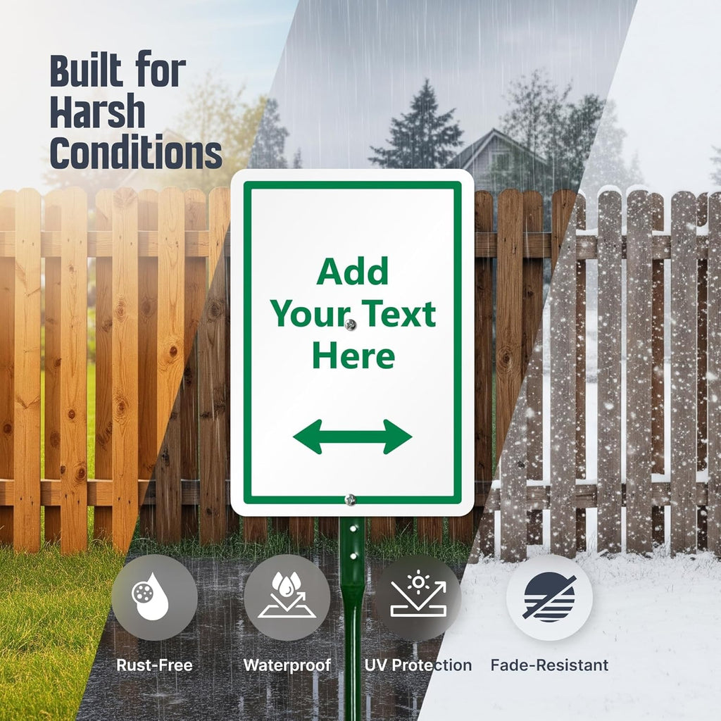 SmartSign Custom Yard Sign - 7" x 10" Sign with Stake, Personalized Lawn Sign, 40 mil Thick Laminated Aluminum, Choose Arrow, 21-inch Tall & Stake Kit, Made in USA