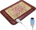 Natural Blue Jade Heating Pad, Infrared Heating Pad, Far Infrared Heating Pads with Travel Bag and Chair Strap, Smart Controller with Memory Function, Auto Shut Off (Brown, 25 in x 18 in)