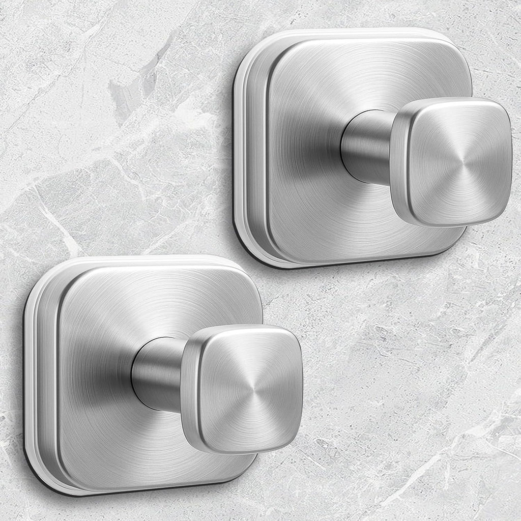 Shower Hooks for Inside Shower,Reusable Suction Cup Hooks for Glass Window,Mirror,Removable Towel Hooks for Bathroom,2 Pack(Silver)
