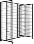 Grid Wall Panels, Grid Wall with Wheels,4x5.5Ft Gridwall Panel Display Stand,Sturdy Art Display Panels, Grid Display Stand, Black