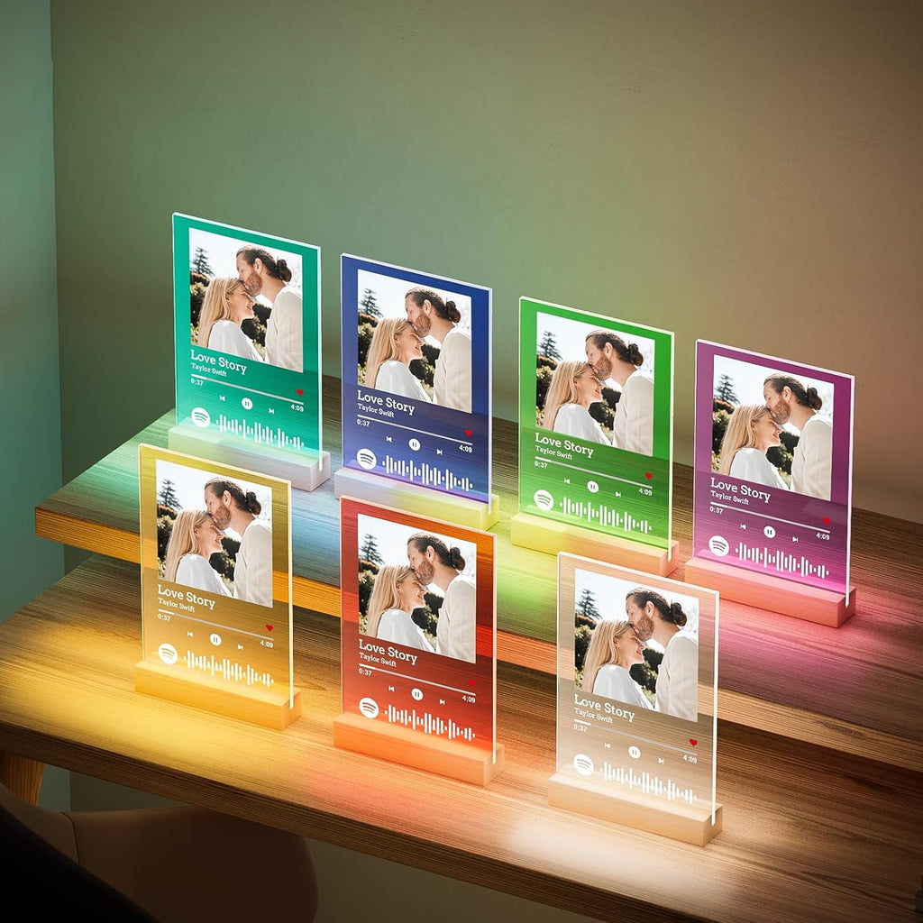 Custom Spotify Plaque, Personalized Acrylic Song Plaque Photo Frame, Custom Picture Frames, Personalized Anniversary Valentines Day Gifts for Women Men Him Her Girlfriend Boyfriend Couple Wife