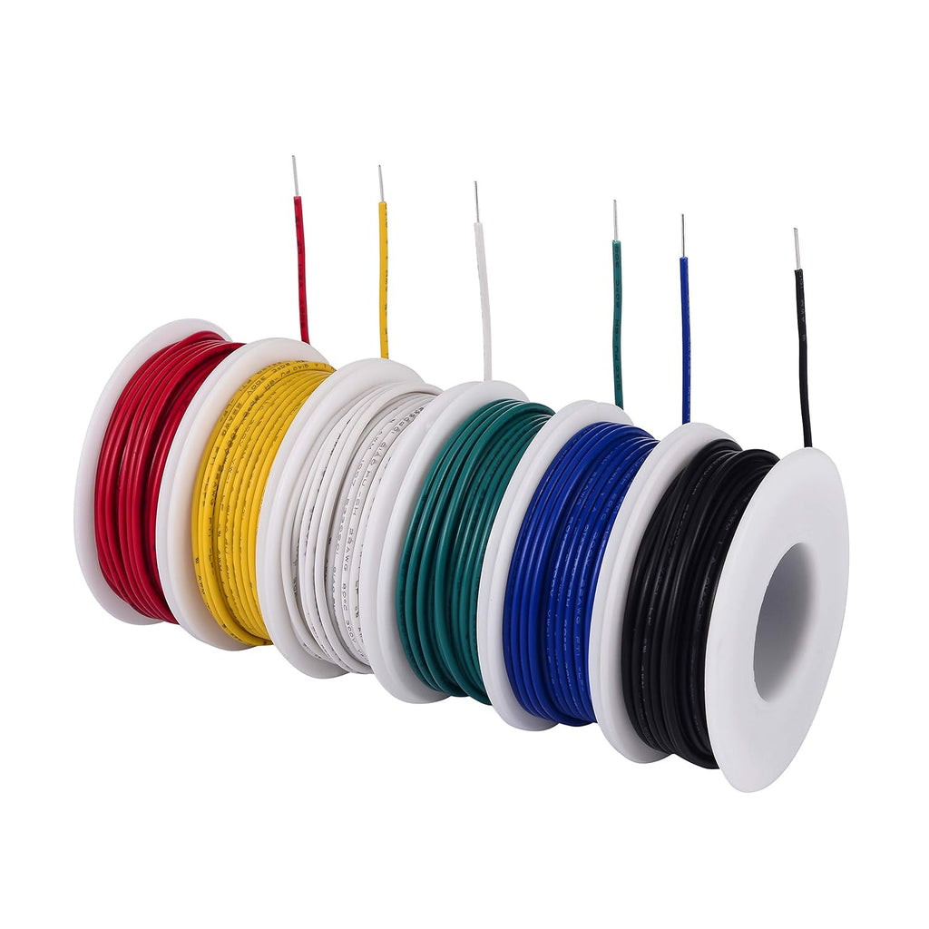 TUOFENG 28 awg Wire Solid Core Hookup Wires-6 Different Colored Jumper Wire 50 ft Each, 28 Gauge Tinned Copper Wire PVC (OD: 1.17mm) Hook up Wires Kit