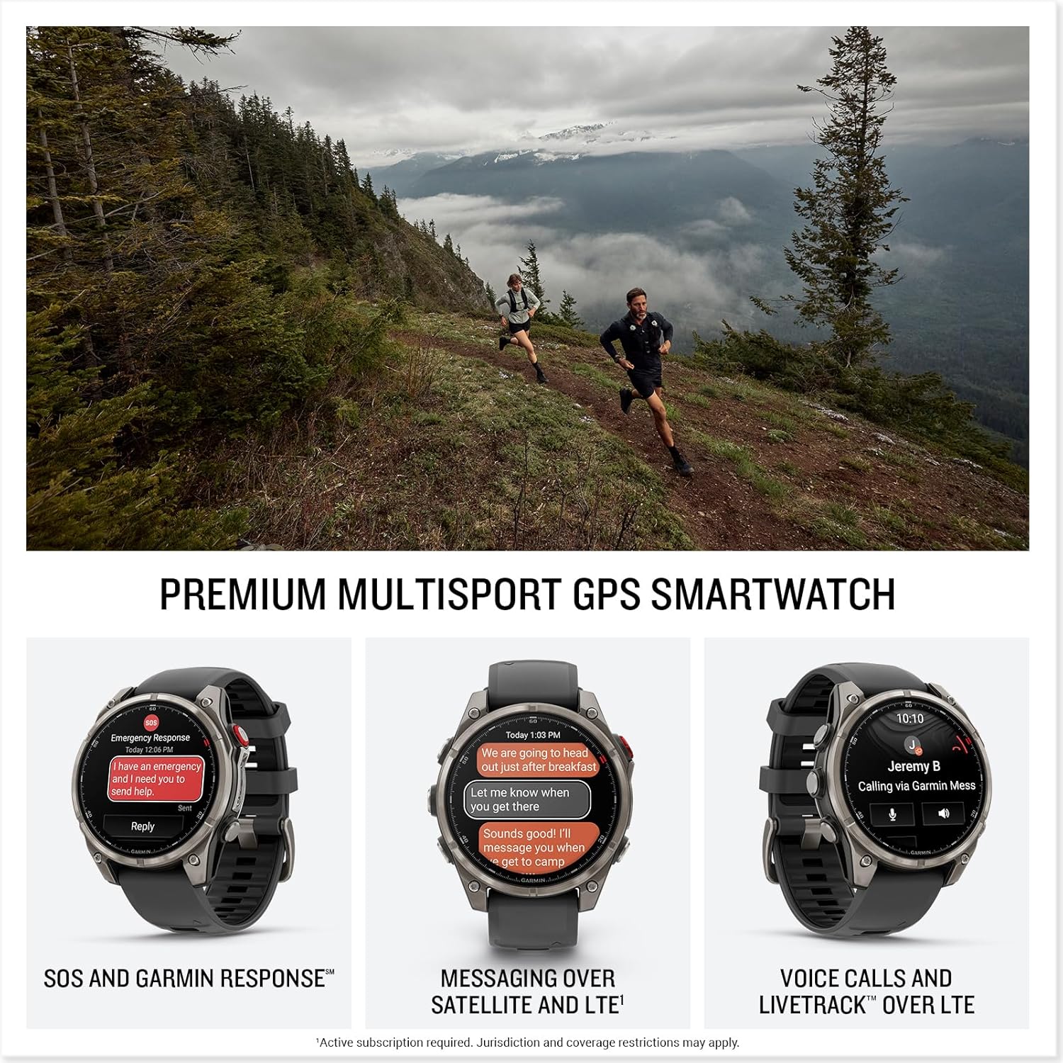 Garmin fēnix® 8 Pro, 47mm, AMOLED Display, Premium Connected Multisport GPS Smartwatch, inReach® Technology, Sapphire, Titanium with Graphite/Black Silicone Band