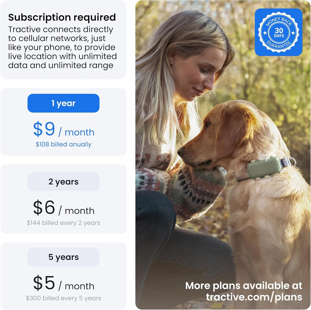Tractive XL Smart Dog GPS Tracker | Live Pet Tracker with Virtual Fence | Vital Signs Monitoring of Heart & Respiratory Rate | Up to 1-Month Battery Life | Dog Collar Attachment (Green)
