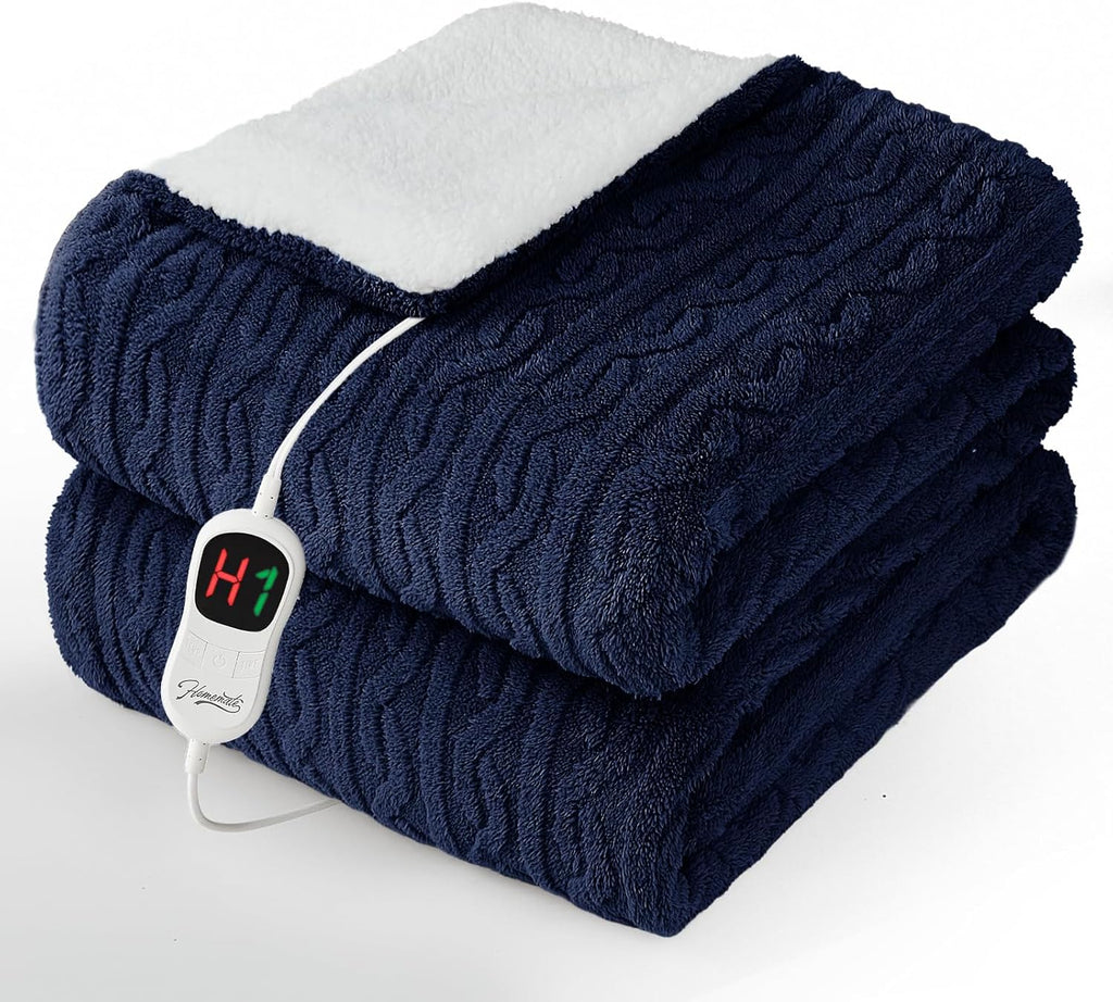 Homemate Electric Heated Blanket Full - 72"x84" Heating Bed Blankets Throw with 10 Heating Levels 8 Hours Auto Off Fast Heating Over-Heated Protection Ultra Soft Warm Flannel ETL Certified