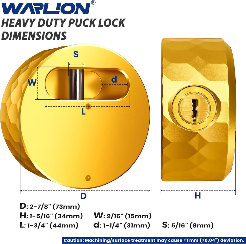 WARLION Solid Aluminum Hidden Shackle Lock, Heavy Duty Trailer Lock with 4 Keys, Push Core, Stainless Steel Latch, for Trailers, Shipping Containers, Trucks, Vans, Warehouses