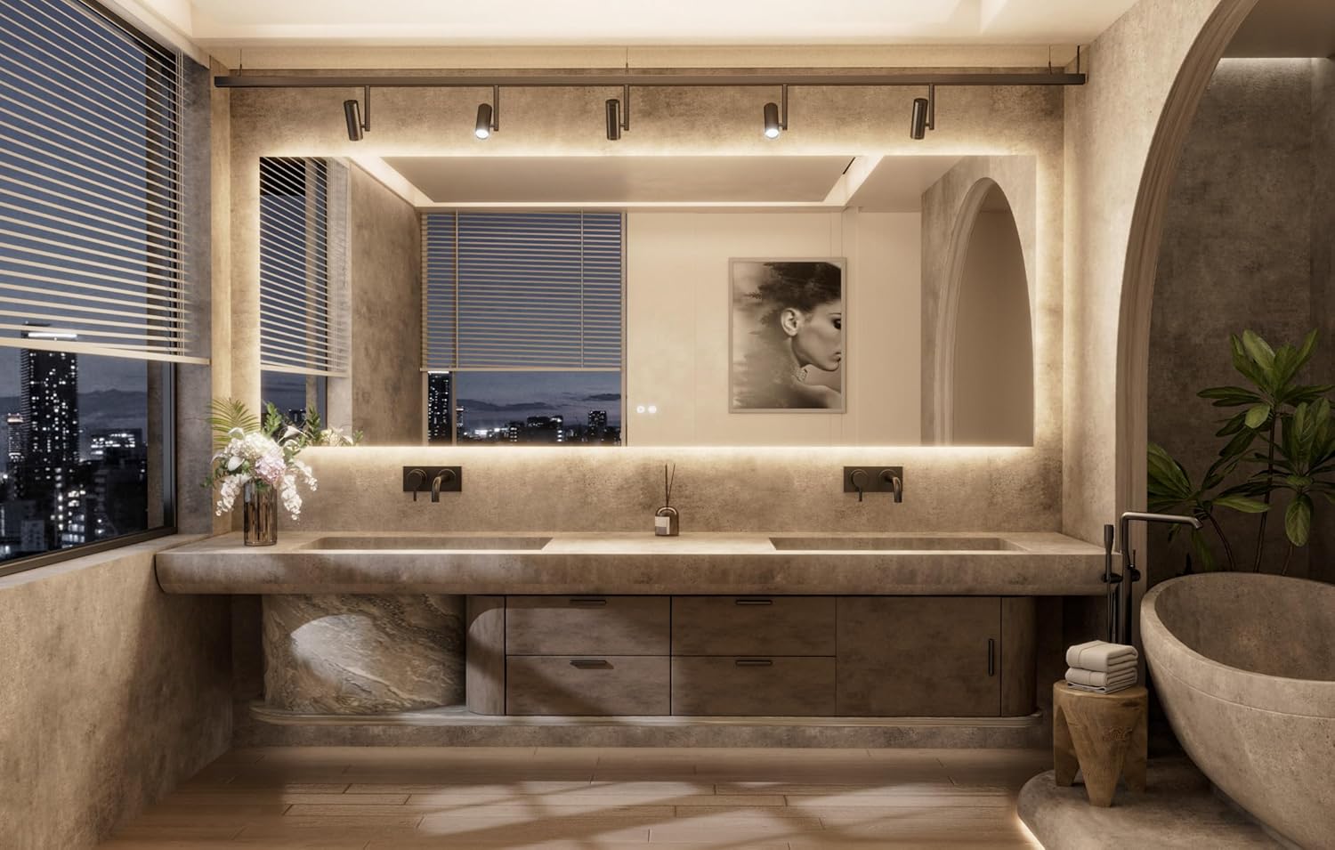 TETOTE 96 x 36 Inch LED Backlit Bathroom Mirror with Lights,3Color White/Warm/Natural,Anti-Fog Lighted Mirror,Dimmable,Vanity Mirror,Wall Mounted