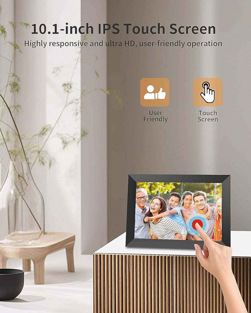 Frameo Digital Picture Frame, 10.1 Inch Smart WiFi Digital Photo Frame Electronic with 1280x800 HD IPS Touch Screen, Auto-Rotate, Wall Mountable, Share Photos/Videos Instantly via Frameo App