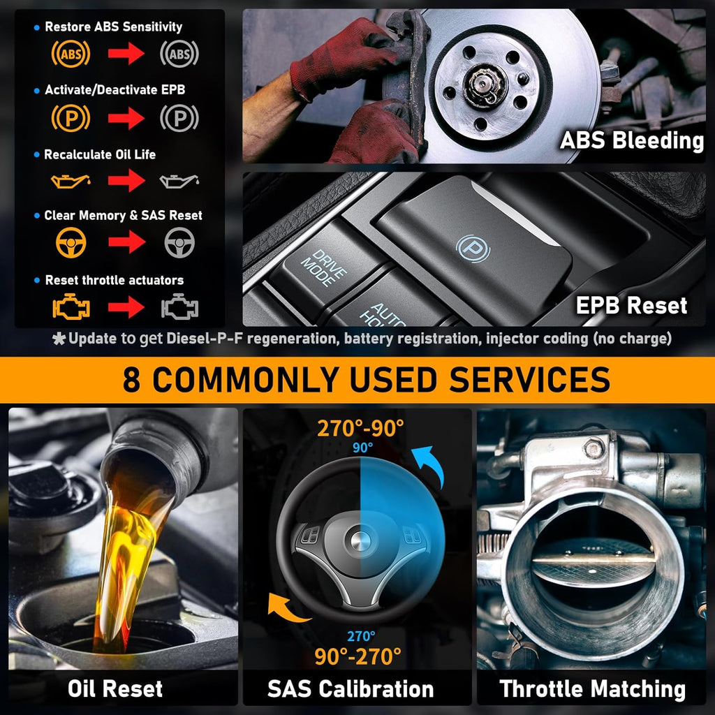 CGSULIT All System OBD2 Scanner, SC860 Code Reader with 8 Services, ABS Bleeding/EPB/Oil/SAS/TPS Reset, Battery Registration, Injector Coding, Car Scanner Diagnostic for All Cars, Free Update