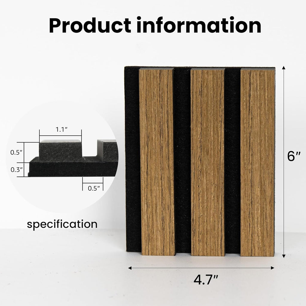 Sample Wood Salt Acoustic Wall Panels, Soundproof Wooden Wall Panels, 3D Fluted Sound Absorbing Panel, Natural Oak, Sample Pack