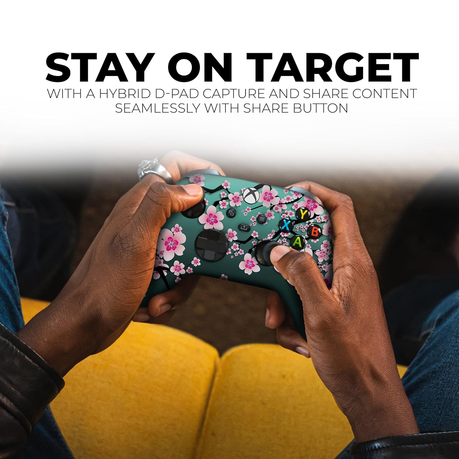 DreamController Cherry Blossom Custom X-box Controller Wireless compatible with X-box One/Series X/S Proudly Customized in USA with Permanent HYDRO-DIP Printing (NOT JUST A SKIN)