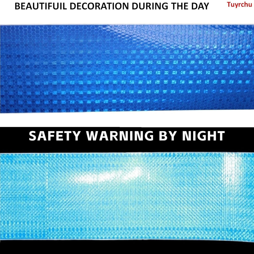 Blue Reflective Tape 6 inch Wide, Outdoor Waterproof High Visibility Warning Industrial Marking Tape, Safety Stickers (68 feet)