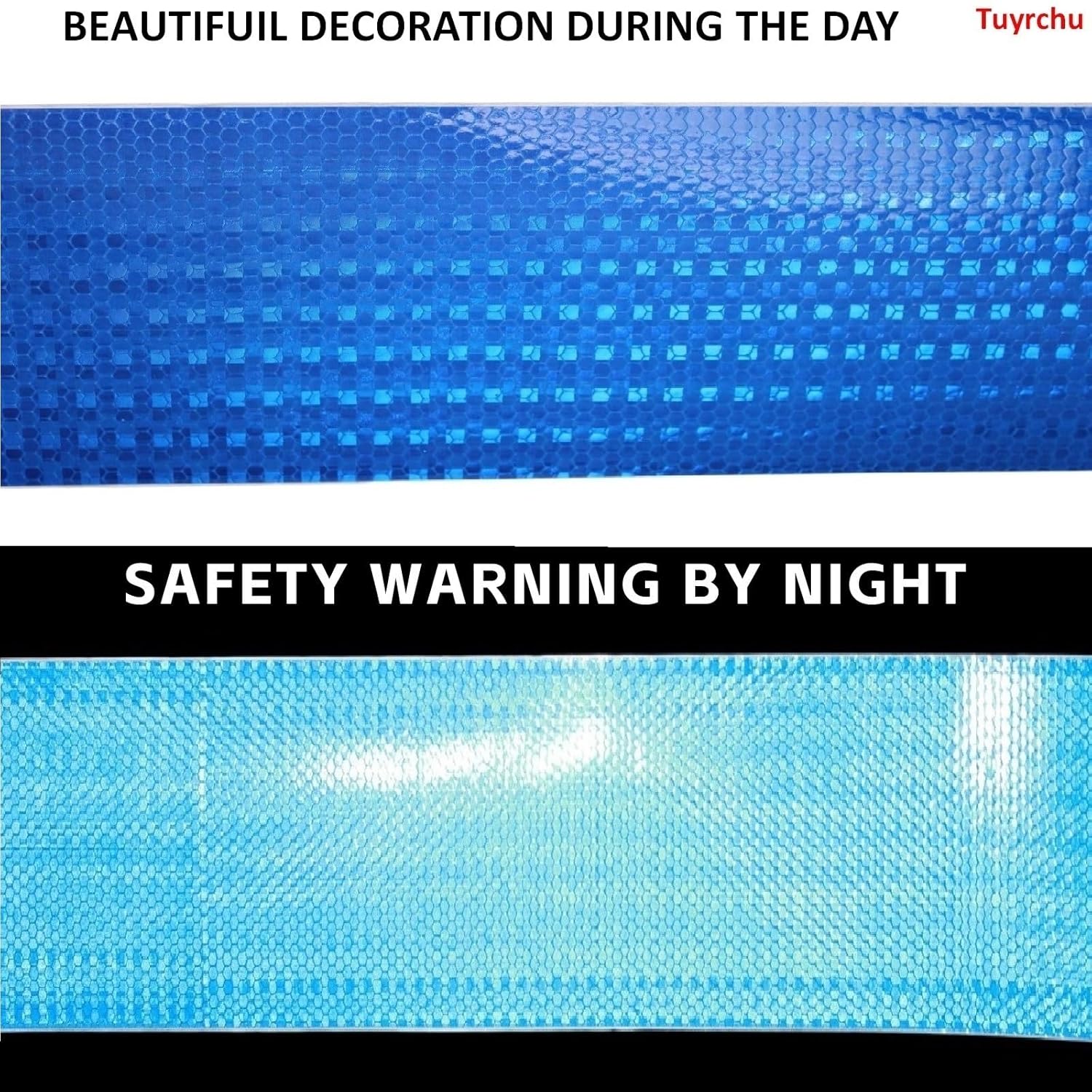 Blue Reflective Tape 6 inch Wide, Outdoor Waterproof High Visibility Warning Industrial Marking Tape, Safety Stickers (68 feet)