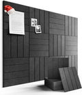 Felt Bulletin Board Tiles Large 48"x36"Cork Board Alternative-12 Pack with 70 Adhesive Tabs, Thick Slat Wall Panels for Office Decor, Push Pin Board Wall Organizer Alternative-Charcoal Gray