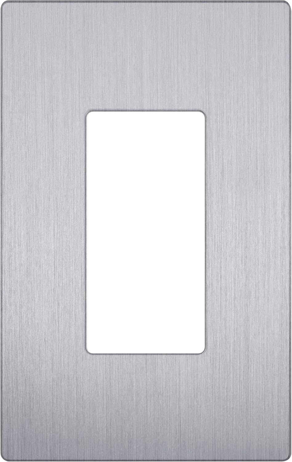 LIDER Brushed Finish Decorator Switch Cover, Screwless Wall Plate, Mid-Size 1-Gang 4.88" x 3.11", Unbreakable Polycarbonate Thermoplastic, UL Listed, LSWP-31M-BSV, Brushed Silver