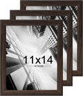 KTKDE 11x14 Picture Frame Set of 3,Walnut Wooden frames, Vertical & Horizontal Wall Hanging for Wall Display,Studio Gallery Photo Frame for Photos, Posters & Art Prints