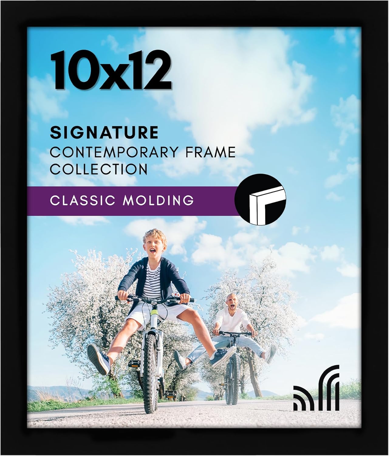 Americanflat 10x12 Picture Frame with Shatter-Resistant Glass - Signature Collection - Gallery-Style Frames Made of Engineered Wood - Photo Frame for Wall Display - Black
