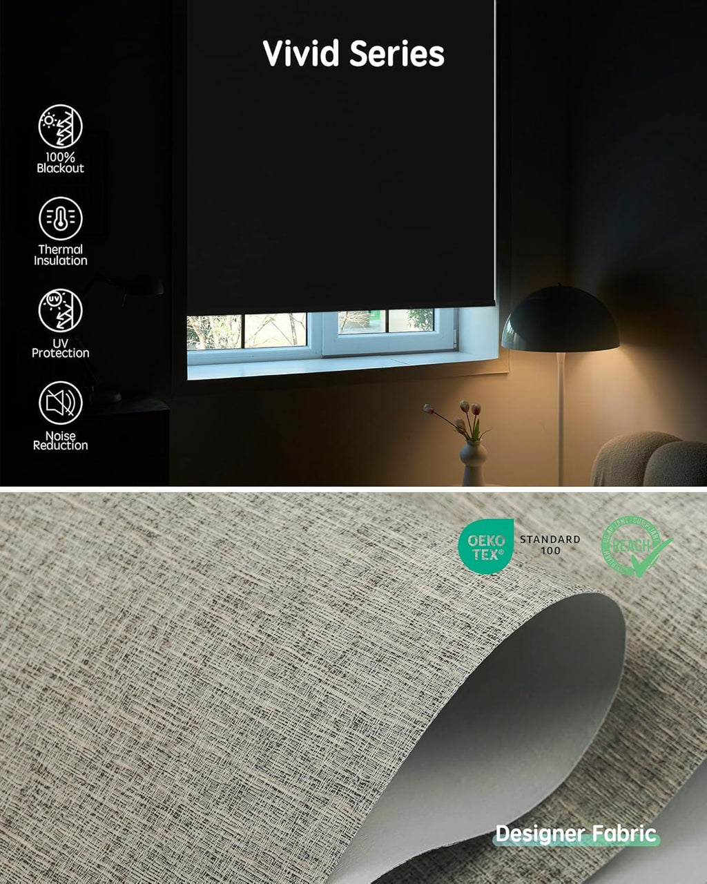 Yoolax Motorized Blinds with Remote, Smart Blinds for Windows Blackout Automatic Shades Compatible with Alexa Remote Control Roller Window Shades with Valance, Custom Size (V-Caramel Gold)