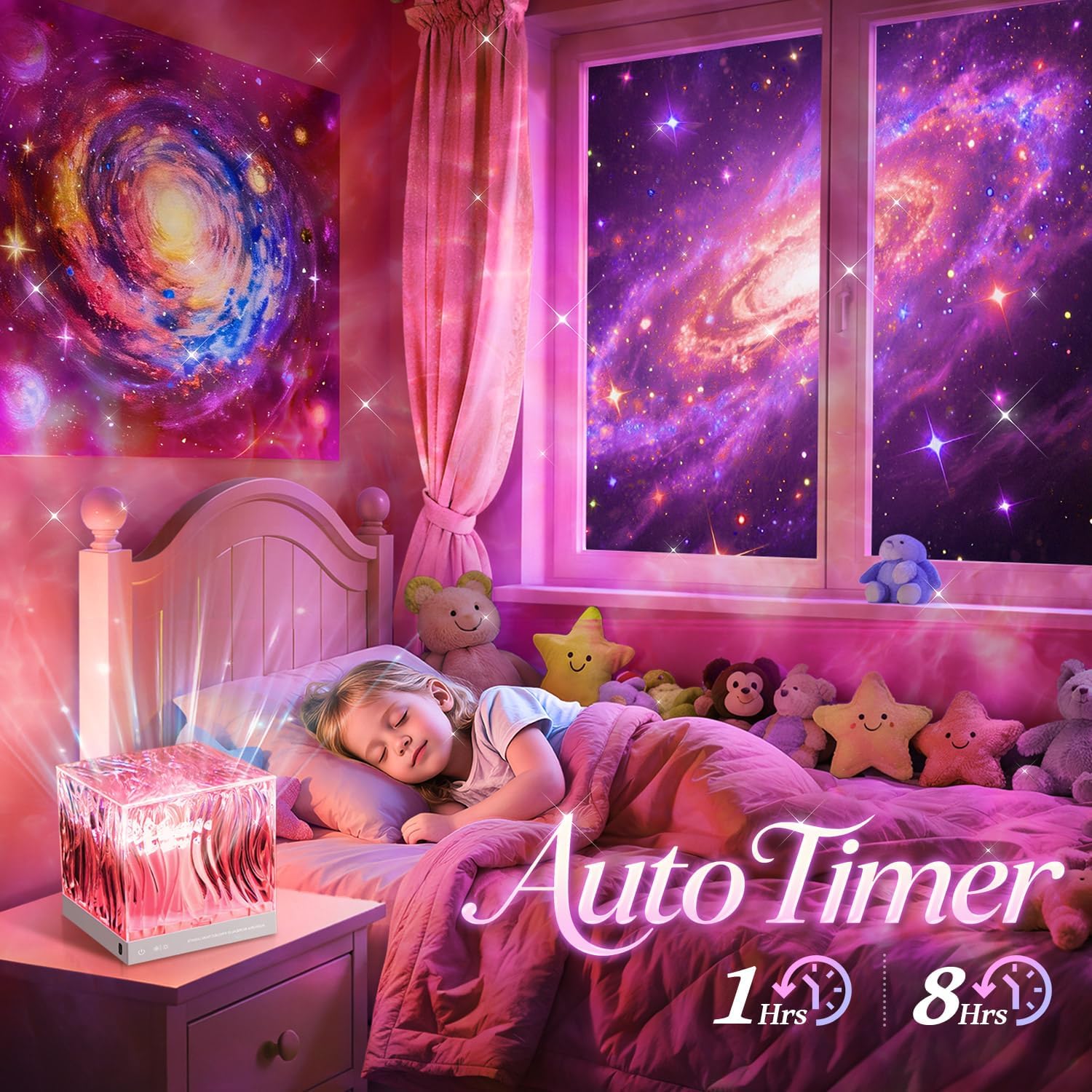 Space Projector for Bedroom, 18 Colors Hologram Cube Galaxy Projector for Bedroom, Dimmable Galaxy Light Projector for Bedroom,Remote Galaxy Lamp for Bedroom,Kids Night Light Projector for Teen Gifts
