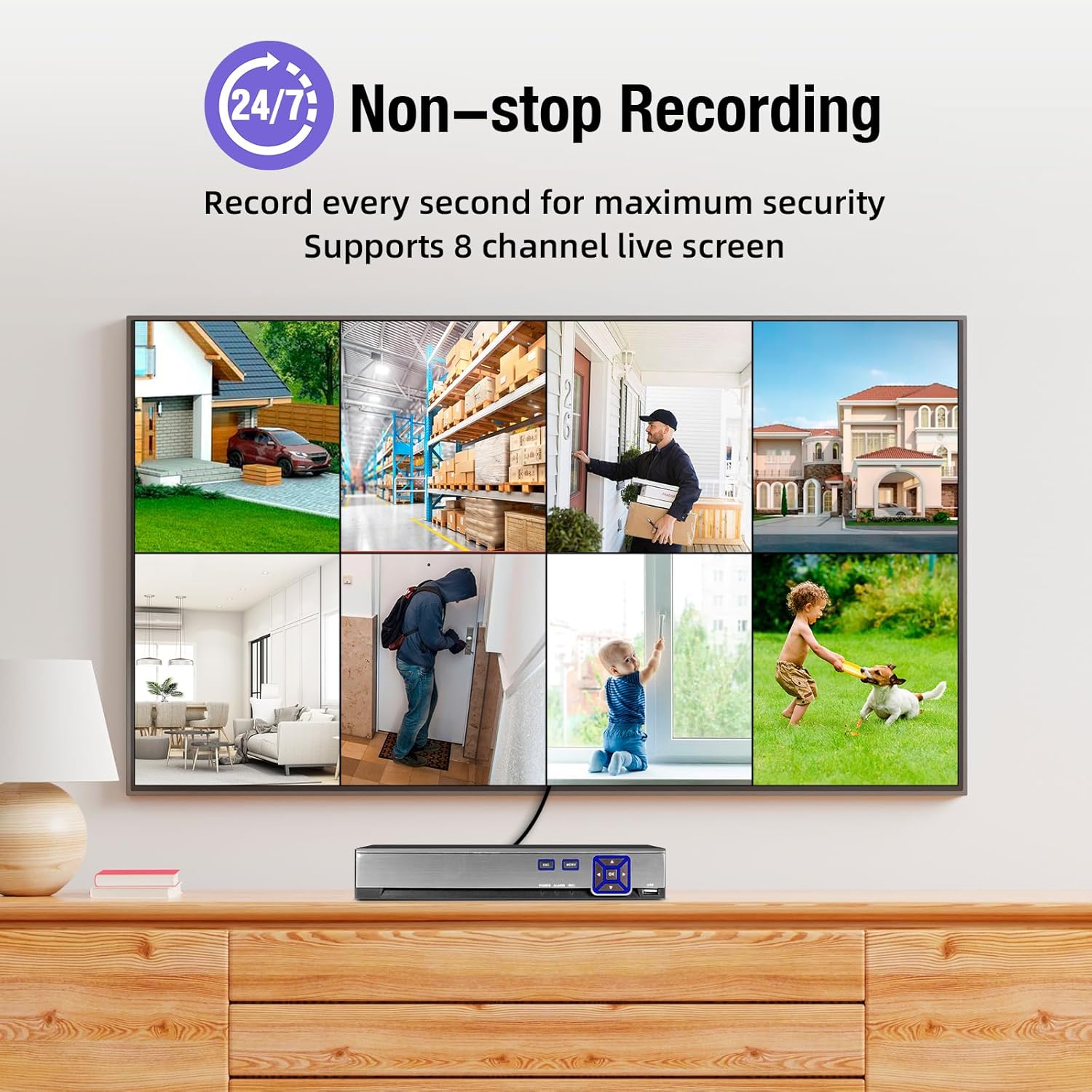 KERUI 5MP 8Channel Security Camera DVR System H.265+ Surveillance DVR Recorder for up to 5MP AHD/TVI/CVI/CVBS/IP Cameras, Remote Access, Smart Playback(with 2TB Hard Drive)