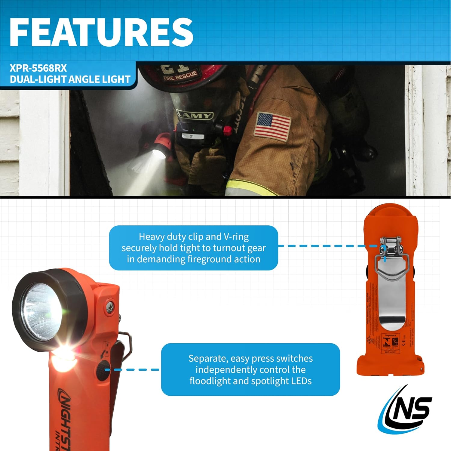 Nightstick XPR-5568RX Intrant Rechargeable Intrinsically Safe Permissible Dual-Light Angle Light (Red)