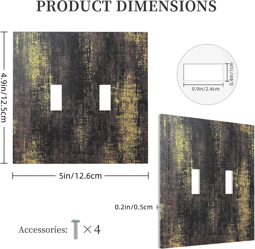 Decorative Switch Plates Vintage Industrial Rusty Metallic 2 Gang Double Toggle Outlet Light Switch Cover Wall Plate Electrical Faceplate For Farmhouse Cabin Decor