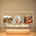 Custom Dad Picture Frame with Photo, Personalized Photo Frame with Night Light, Customized Picture Frames, Personalized Valentines Day Gifts for Dad from Daughter & Son