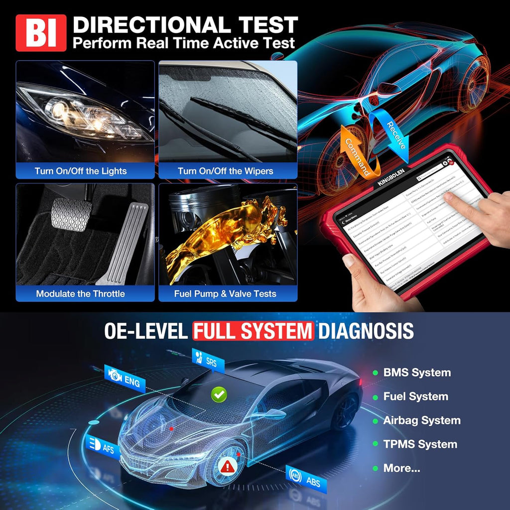 KINGBOLEN K10 Pro Full Systems 10" Car Scanner Topology Map, Bidirectional Scan Tool Bluetooth OBD2 Scanner, 41+ Reset Service, ECU Function, FCA AutoAuth, CANFD & DOIP,2 Years Update, V.A.G Guided
