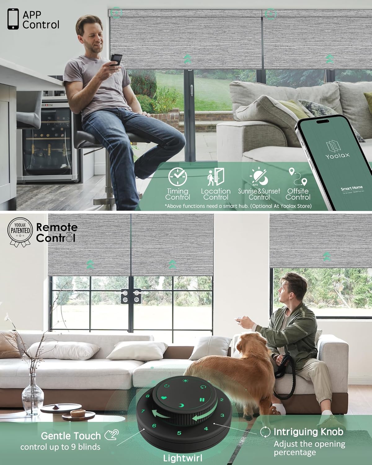 Yoolax Motorized Blinds with Remote, Smart Blinds for Windows Blackout Automatic Shades Work with Alexa Remote Control Roller Window Shades with Valance, Custom Size (Foggy Grey)