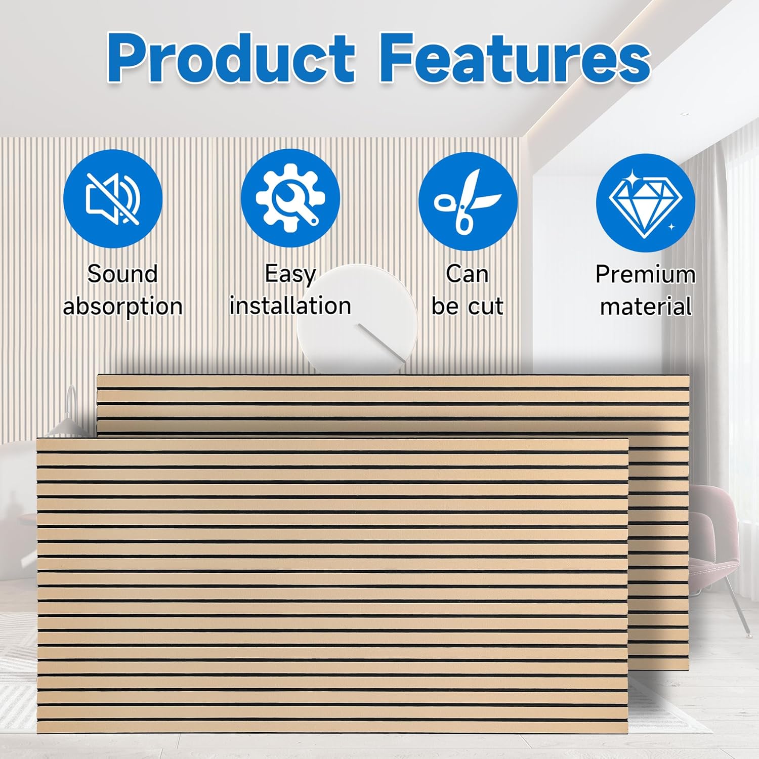 5 Pack Large Acoustic Wall Panels 47.2 x 23.6 x 0.4 Inch Sound Proof Sound Absorbing Polyester Fiber Panels Self-Adhesive Decorative Acoustic Panels for Home Studio, Office, Recording