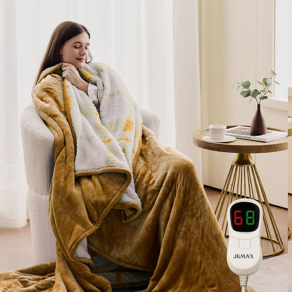 Heated Electric Blanket King Size - 100"x90" Flannel Heating Blanket with 10 Heating Levels & 5 Time Settings Over-Heat Protection, Winter Warmer for Adults with ETL Certification（Ivory）