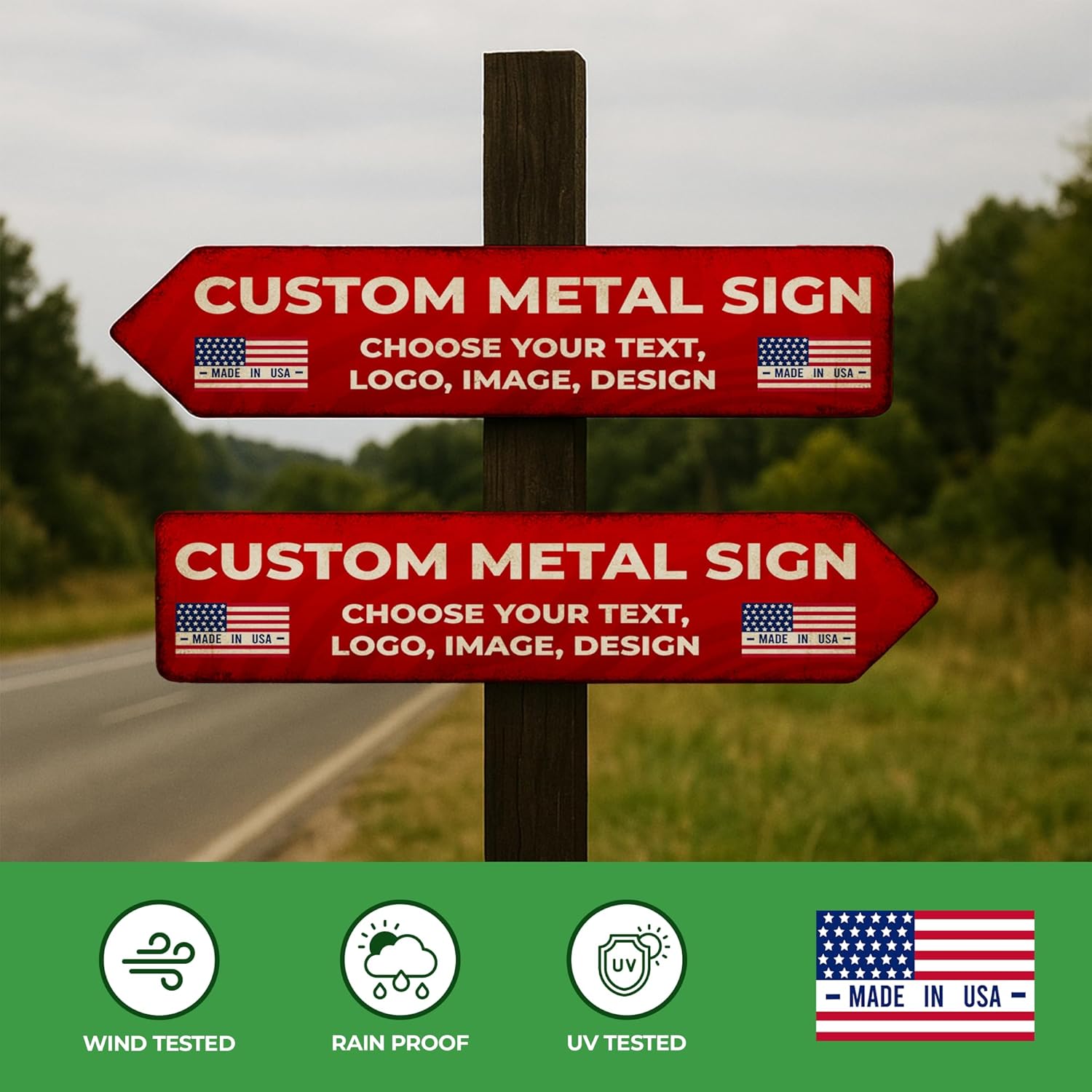 BCB Custom Left Arrow Metal Sign | Directional Signs for Indoor & Outdoor Use | Personalized Rust-Free Metal Yard Display | Weatherproof Road Arrow Marker | Multiple Sizes | Made in USA