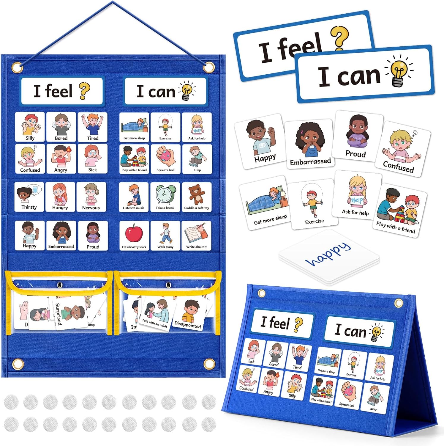 Feelings Chart, Social Emotional Learning Activities,Autism Learning Materials, ADHD Tools,Behavior Management,Anger Management Toys,Calm Down Corner Supplies for Classroom Daycare & Home