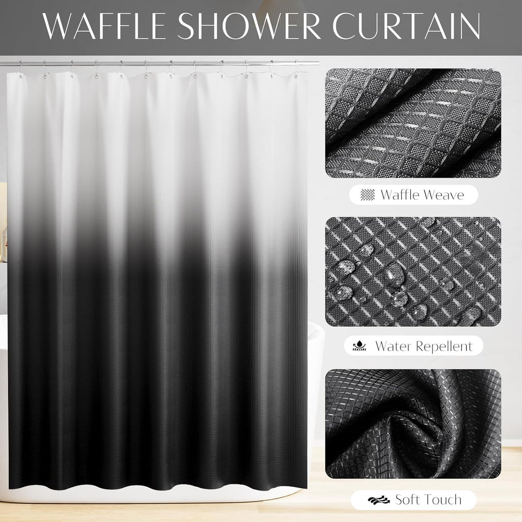 32PCS Black Bathroom Accessories Bathroom Set,Black Shower Curtain, Bath Towel Set,Hand Towel,Toilet Brush,Trash Can & 3PCS Soap Dispensera