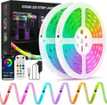 Led Lights for Bedroom, IC+RGB 100FT(2 Rolls of 50ft) Strip Lights, 24Key Remote with App Control, Music Sync Color Changing Lights for Room Decor Party