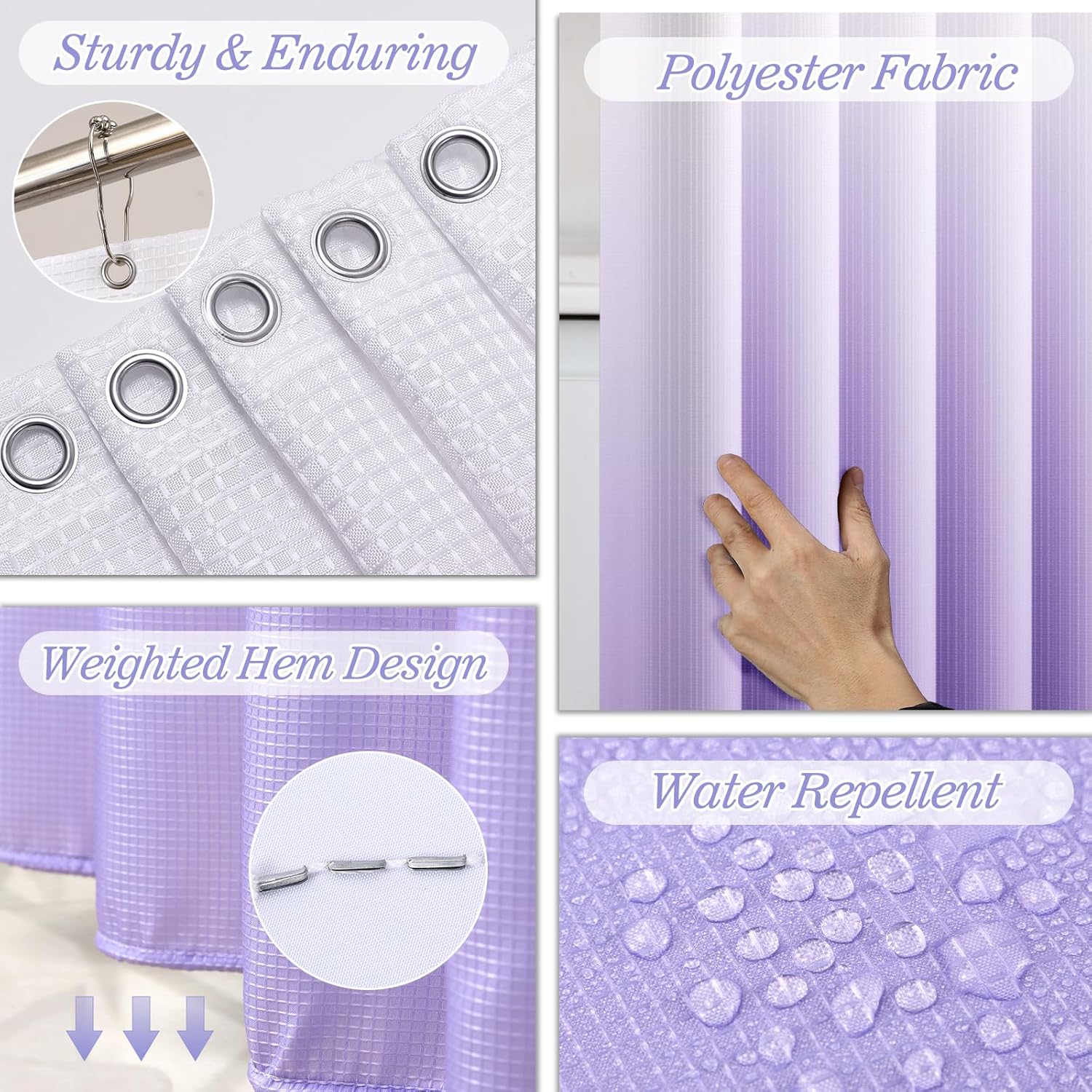 Bathroom Sets with Shower Curtain and Rugs, 27PC Bathroom Accessory Set, Purple Bathroom Set, Purple and Gold Bathroom Accessories Set with Trash Can, Toilet Brush and Soap Dispensers