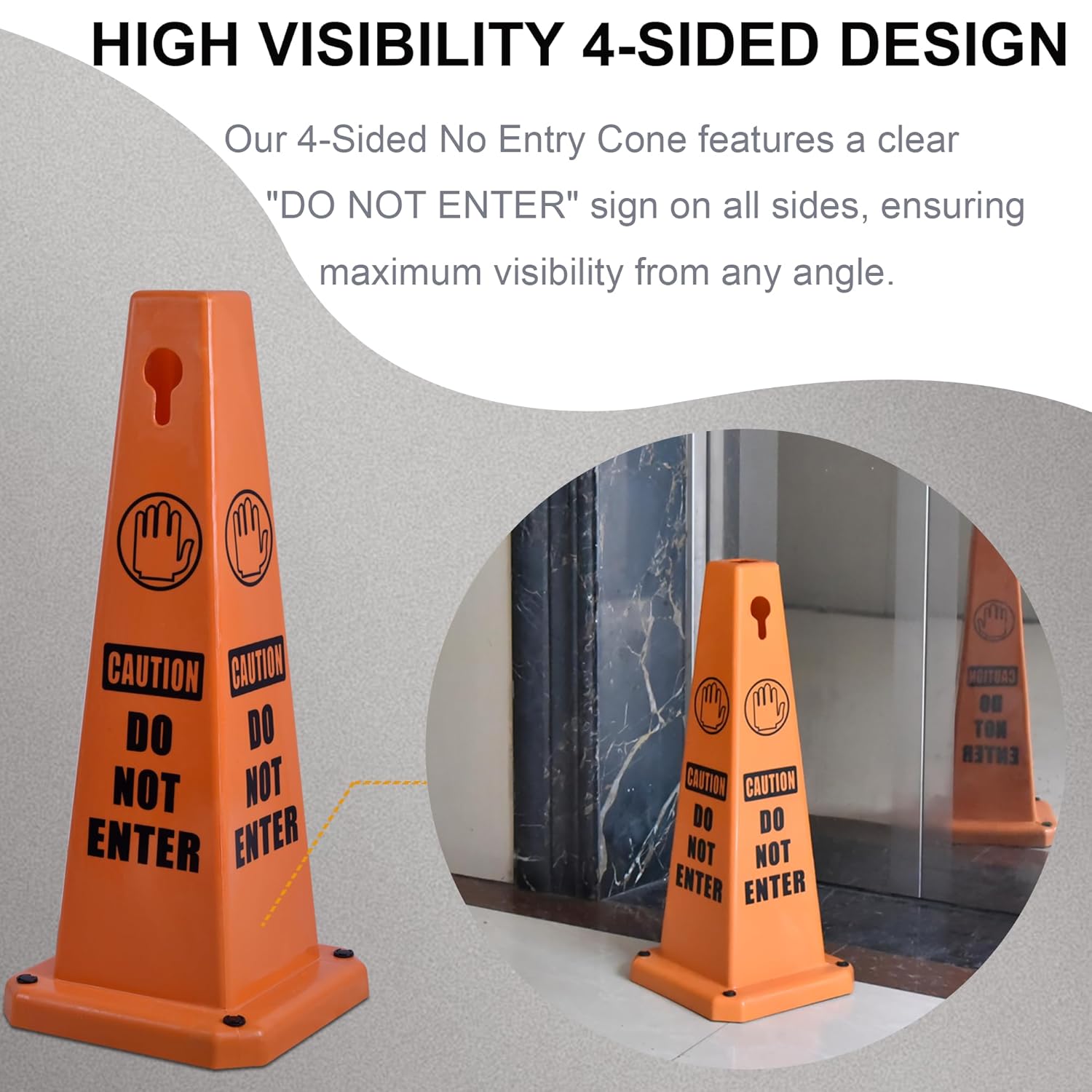 OrangeStar 8-Pack Do Not Enter Traffic Cones, Orange Four Sided No Entry Message Safety Cones with Heavy Rubber Base for Indoor/Outdoor Use