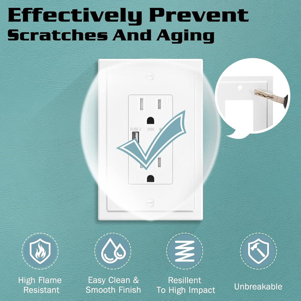 1-Gang Modern Edge Decorative Wall Plate Cover Switch Outlet Single Decorator Electrical Faceplate for Light Switches, Smart Switch, GFCI, Dimmers, Receptacle, USB Outlet (10 Pack, Single Decorator)