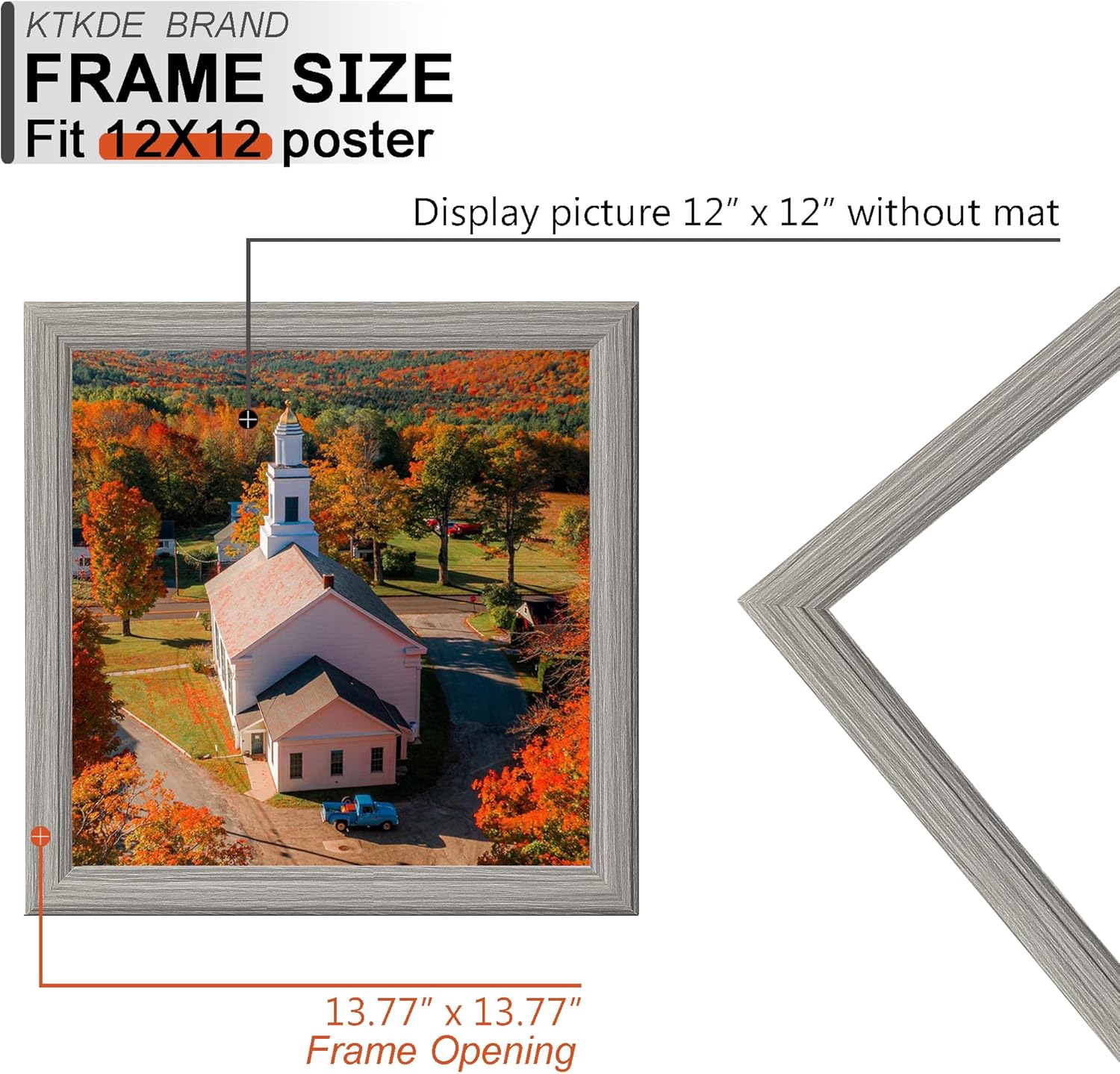 KTKDE 12x12 Picture Frame Set of 3, Grey Wooden frames- Wall Hanging Display- Best Square Photo Frame Studio Gallery for Photos- Posters & Art Prints