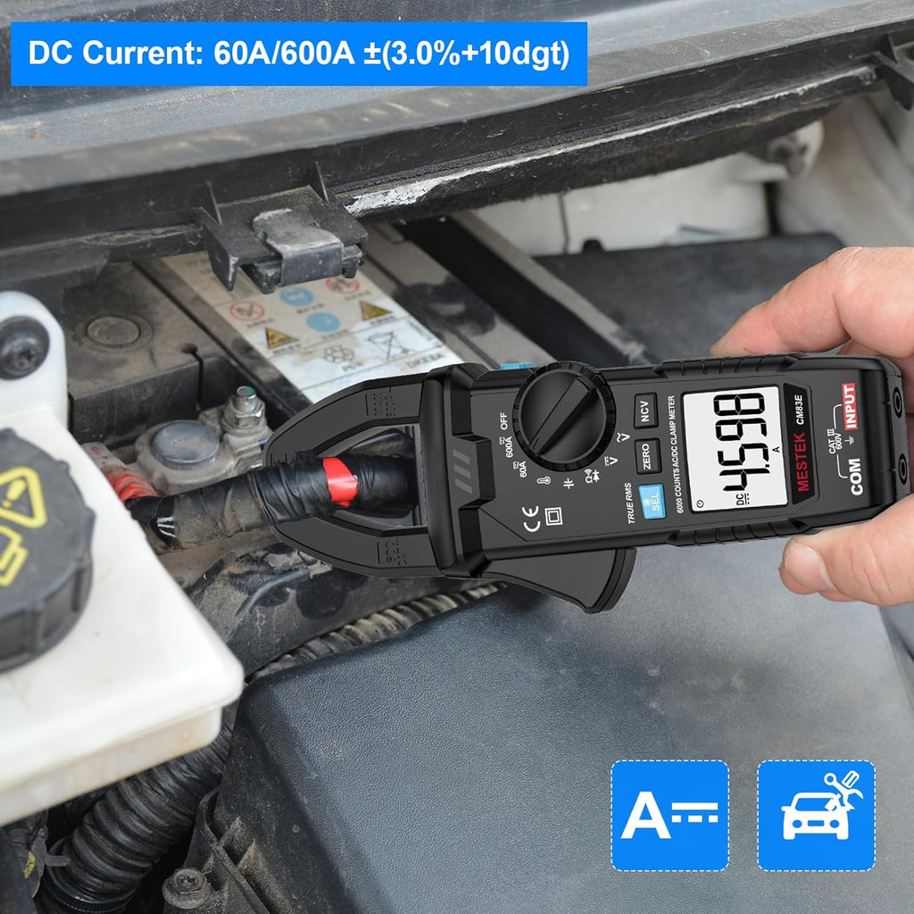 MESTEK Clamp Meter, Digital Clamp Multimeter Voltage Tester TRMS 6000 Counts Current Amp Volt Meter, Voltmeter Measures NCV AC DC Current Voltage Resistance Capacitance Temperature Diodes Continuity