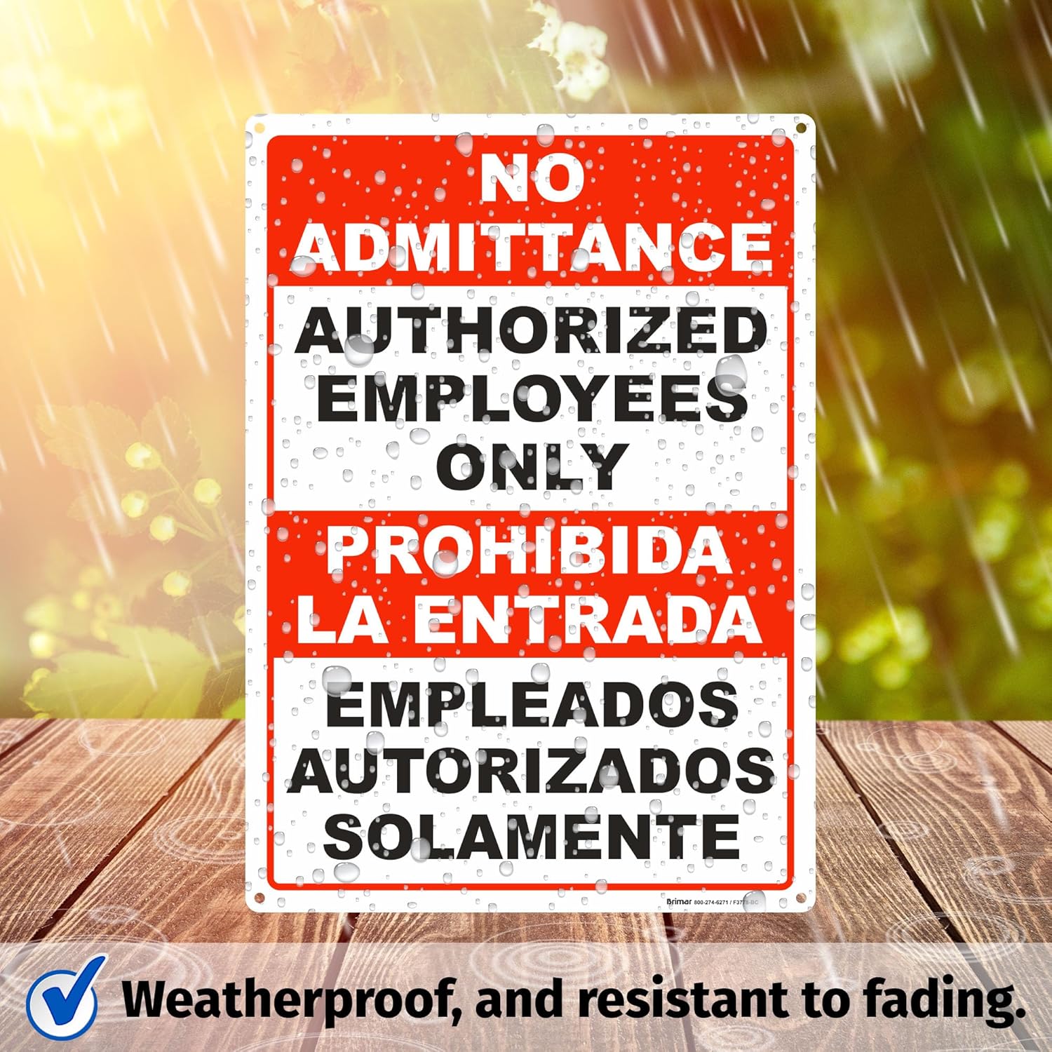 Brimar - 10" x 14" - Bilingual Authorized Employees Only Sign - .055″ Polyethylene Plastic - Enhanced Visibility - Easy Installation