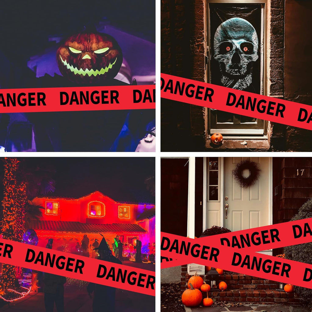 TAPEBEAR Red Danger Tape 3 Pack, 3" x1000ft High Visibility Construction Tape, Red w/Bold Black Print Non-Adhesive Safety Warning Tape for Danger/Hazardous Areas/Halloween Decor